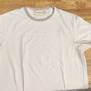 Scotch & Soda White Ribbed Short Sleeve Tee with Gray Neck Trim